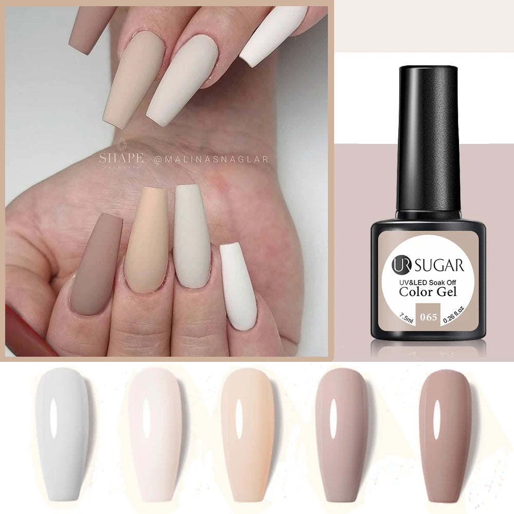 UR SUGAR Elegant Gel Polish: White, Nude & Black UV LED Nail Art