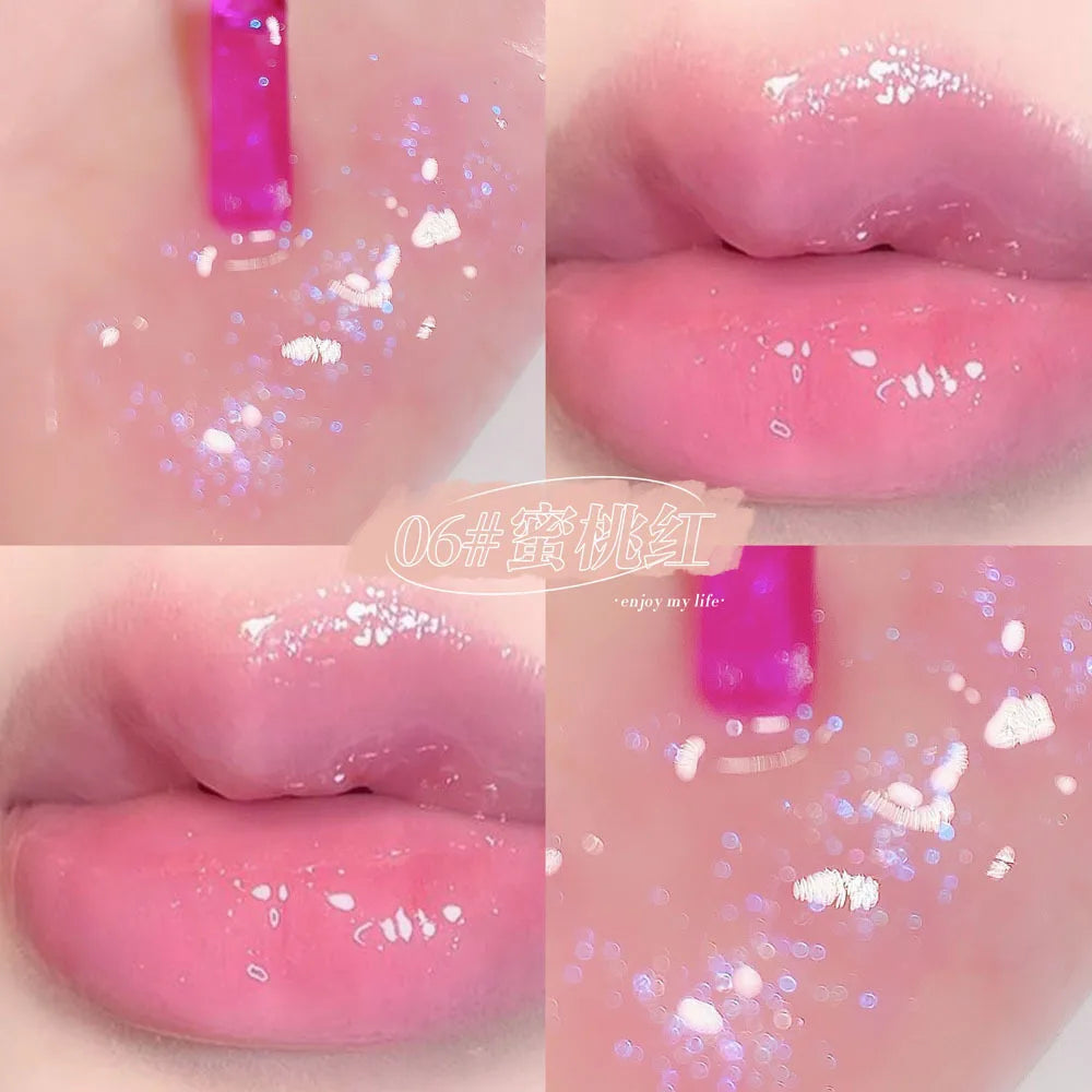 Shiny Pearl Color-Changing Lip Gloss – 3D Holographic Plumping & Nourishing Oil