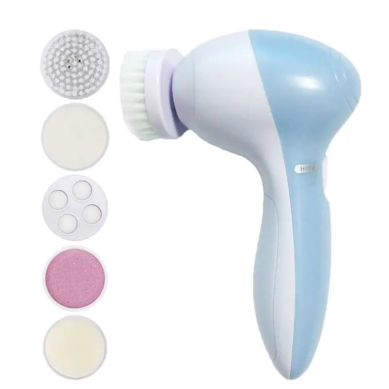 5-in-1 Electric Facial Cleansing Brush – Deep Clean, Exfoliate & Massage