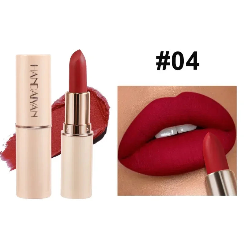 8-Color Deep Red Matte Lipstick – Waterproof, Non-Stick & Velvet Finish