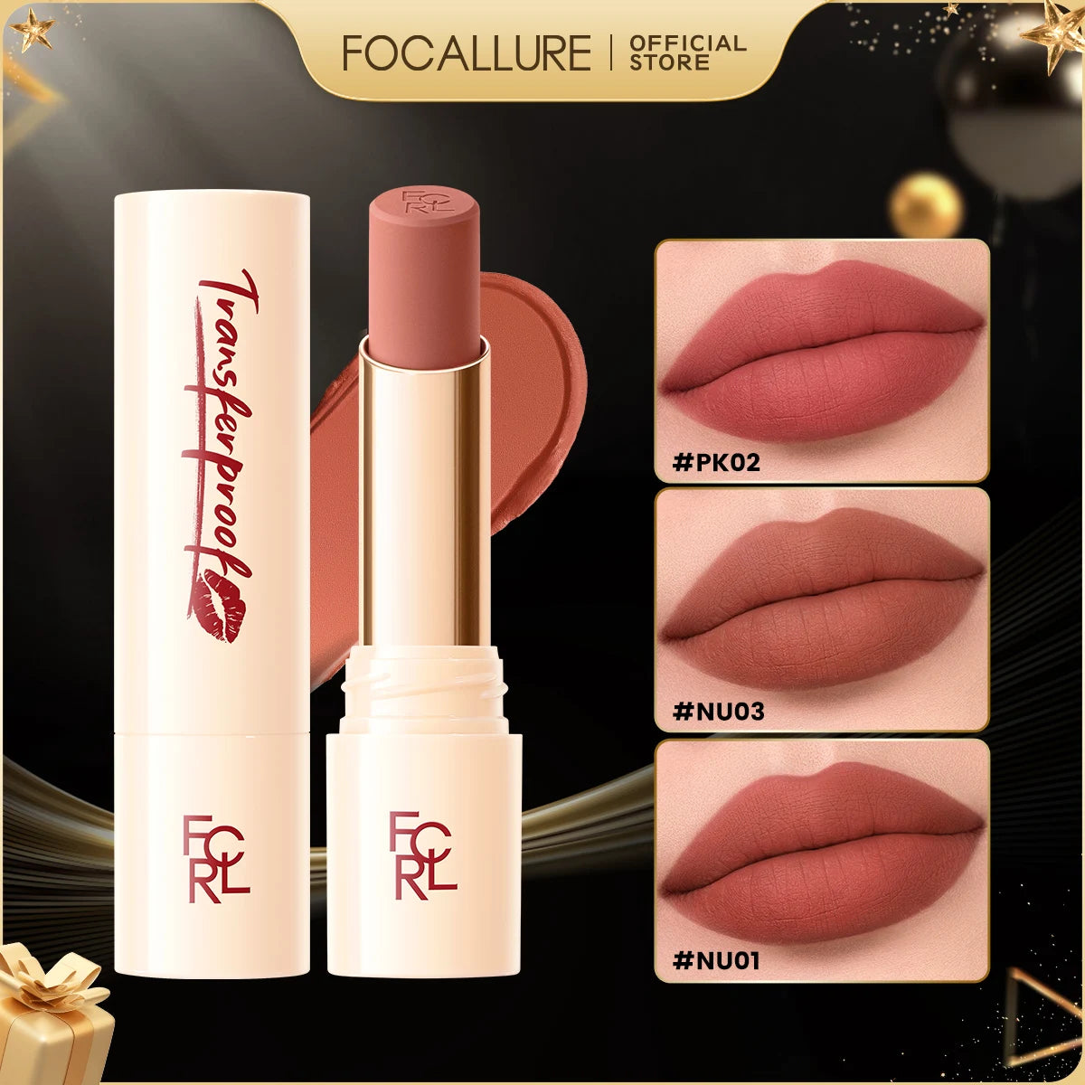 FOCALLURE Lightweight Matte Lipstick – Waterproof, Transfer-Proof & High Pigment