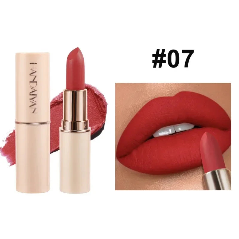 8-Color Deep Red Matte Lipstick – Waterproof, Non-Stick & Velvet Finish