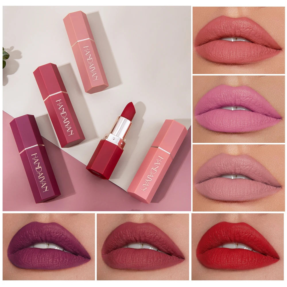 Velvet Matte 6-Color Lipstick Set – Long-Lasting, Waterproof & Smudge-Proof