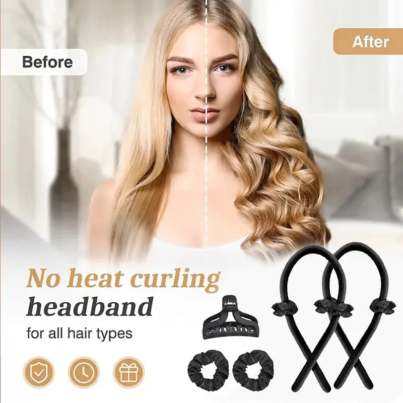 Heatless Curling Headband Set – No Damage, No Heat, Effortless Waves