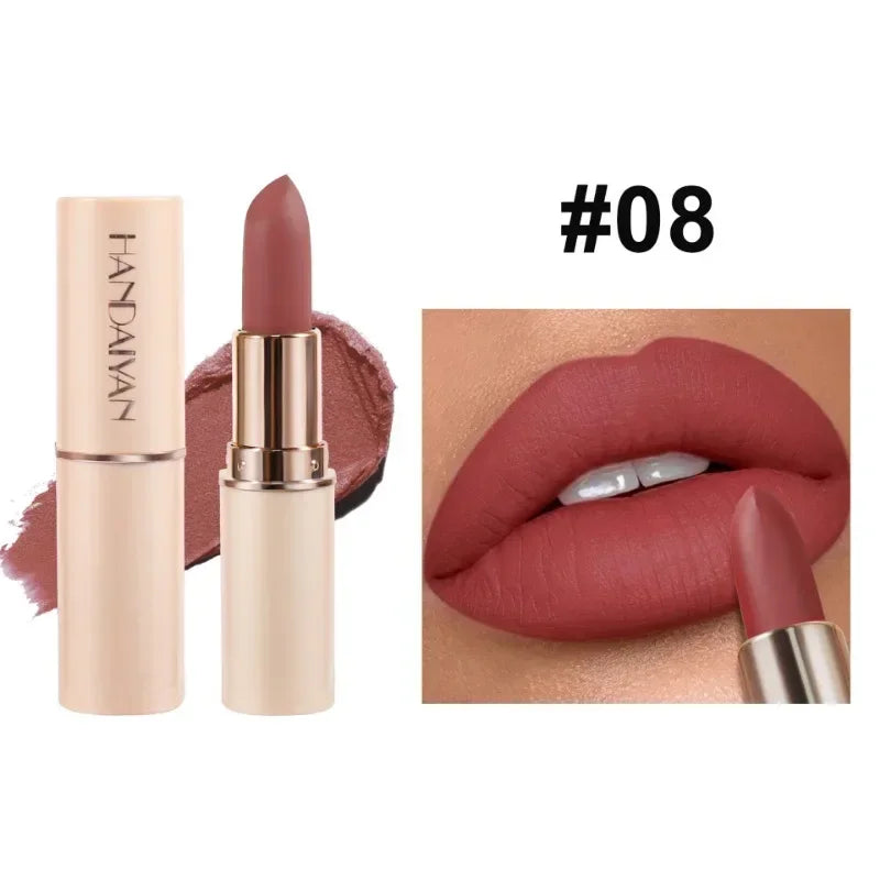 8-Color Deep Red Matte Lipstick – Waterproof, Non-Stick & Velvet Finish