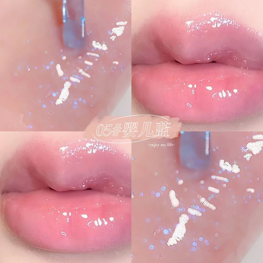 Shiny Pearl Color-Changing Lip Gloss – 3D Holographic Plumping & Nourishing Oil