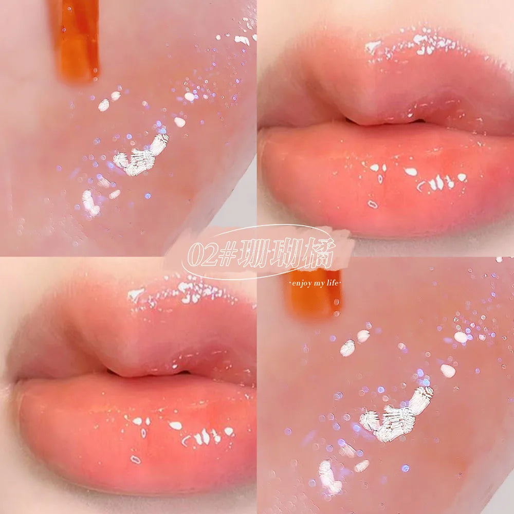 Shiny Pearl Color-Changing Lip Gloss – 3D Holographic Plumping & Nourishing Oil